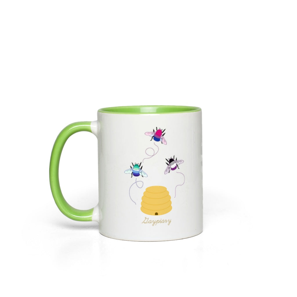 3 Bumblebees - Gaypiary Accent Mugs | Choose Your Flag And Pun | Lgbtqia2s+ Drinkwear ninjaferretart