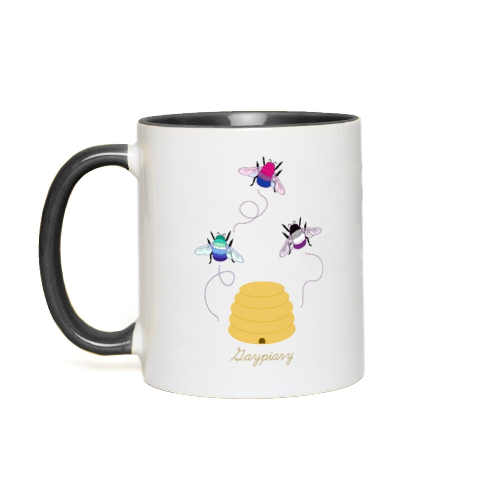 3 Bumblebees - Gaypiary Accent Mugs | Choose Your Flag And Pun | Lgbtqia2s+ Drinkwear ninjaferretart