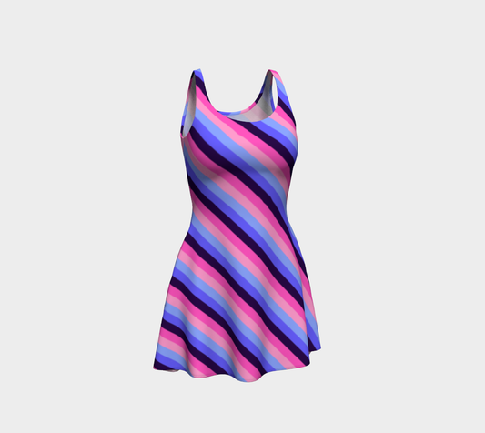 Omnisexual Striped Flare Dress