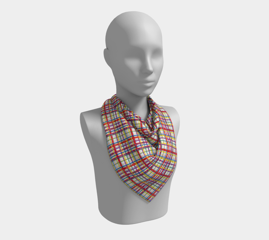 Rainbow Madras Plaid  Square Scarf