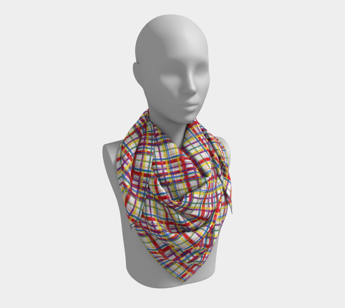 Rainbow Madras Plaid  Square Scarf