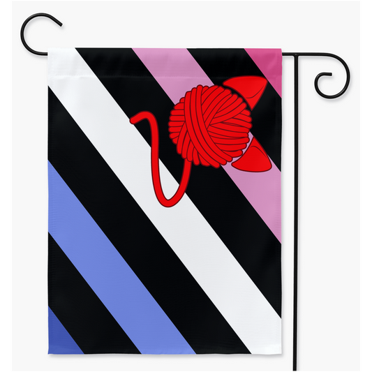 Kitty Play - V1 - Pink and Blue Yard and Garden Flags | Single Or Double-Sided | 2 Sizes | Kink and Fetish