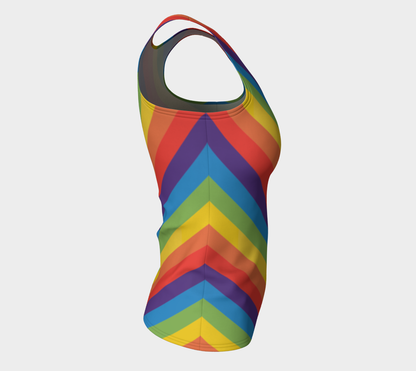 Muted Rainbow Striped Fitted Tank (Long)