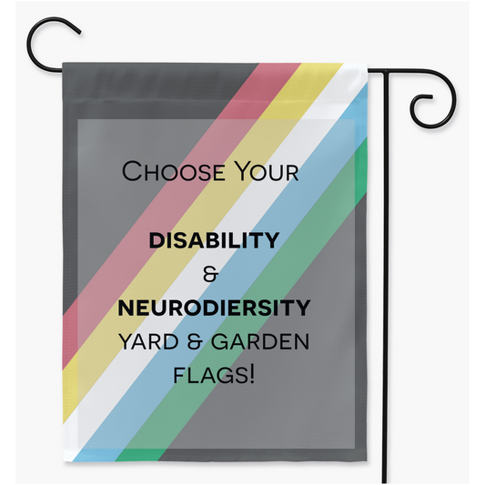Elija sus banderas de jardín y jardín para discapacidad y neurodiversidad | Una o dos caras | 2 tamaños | Discapacidad y neurodivergencia