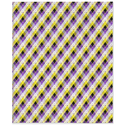 Nonbinary Bright Argyle Plaid Pride Minky Blankets