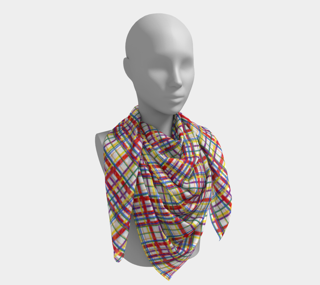 Rainbow Madras Plaid  Square Scarf