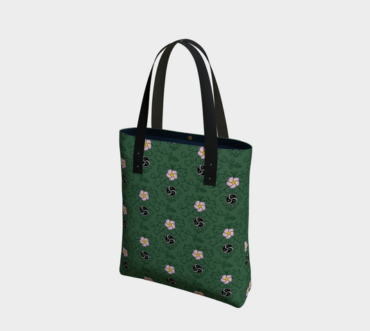 Rosa salvaje y vid BDSM (verde) Bolsa de tela