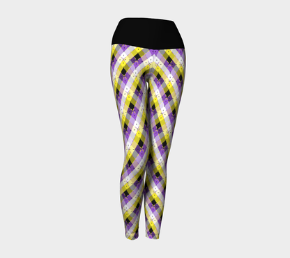 Leggings de yoga Argyle brillantes no binarios