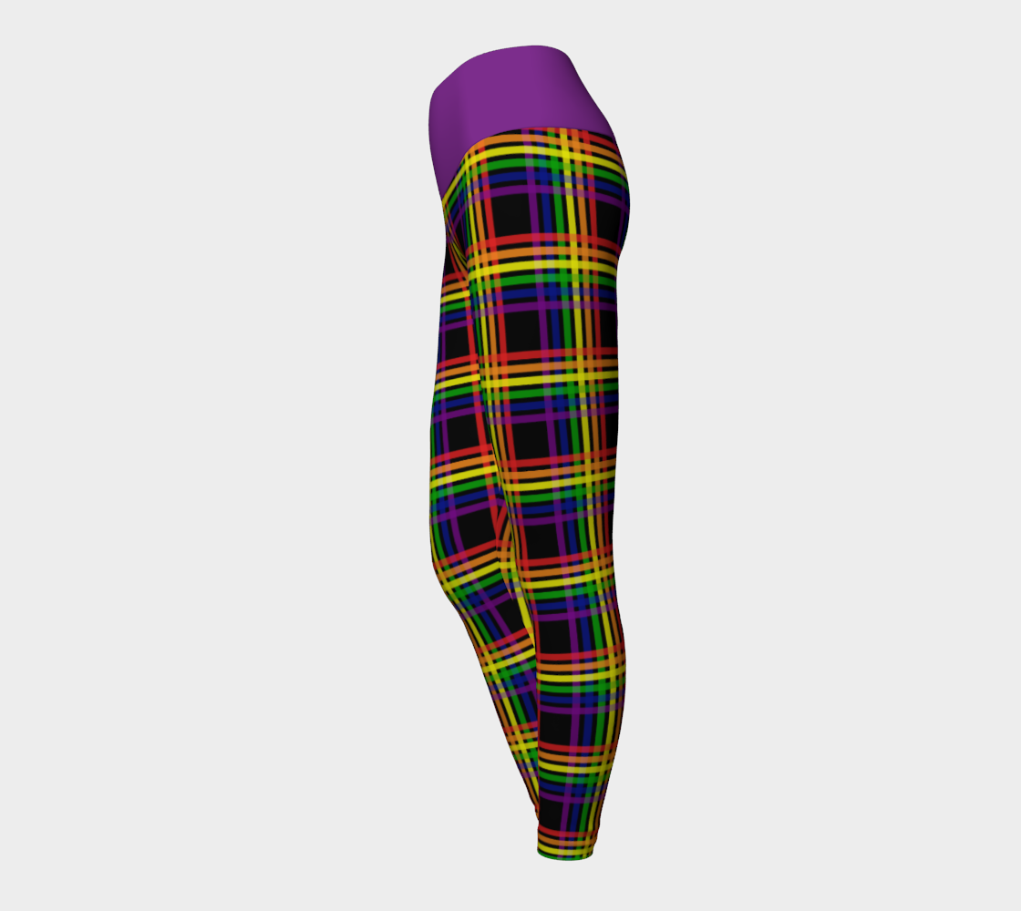 Rainbow and Black Plaid Yoga Leggings