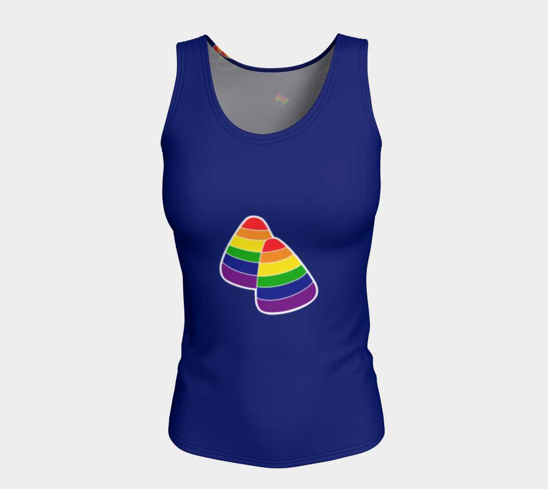 Rainbow and Blue Candy Corn Fitted Tank
