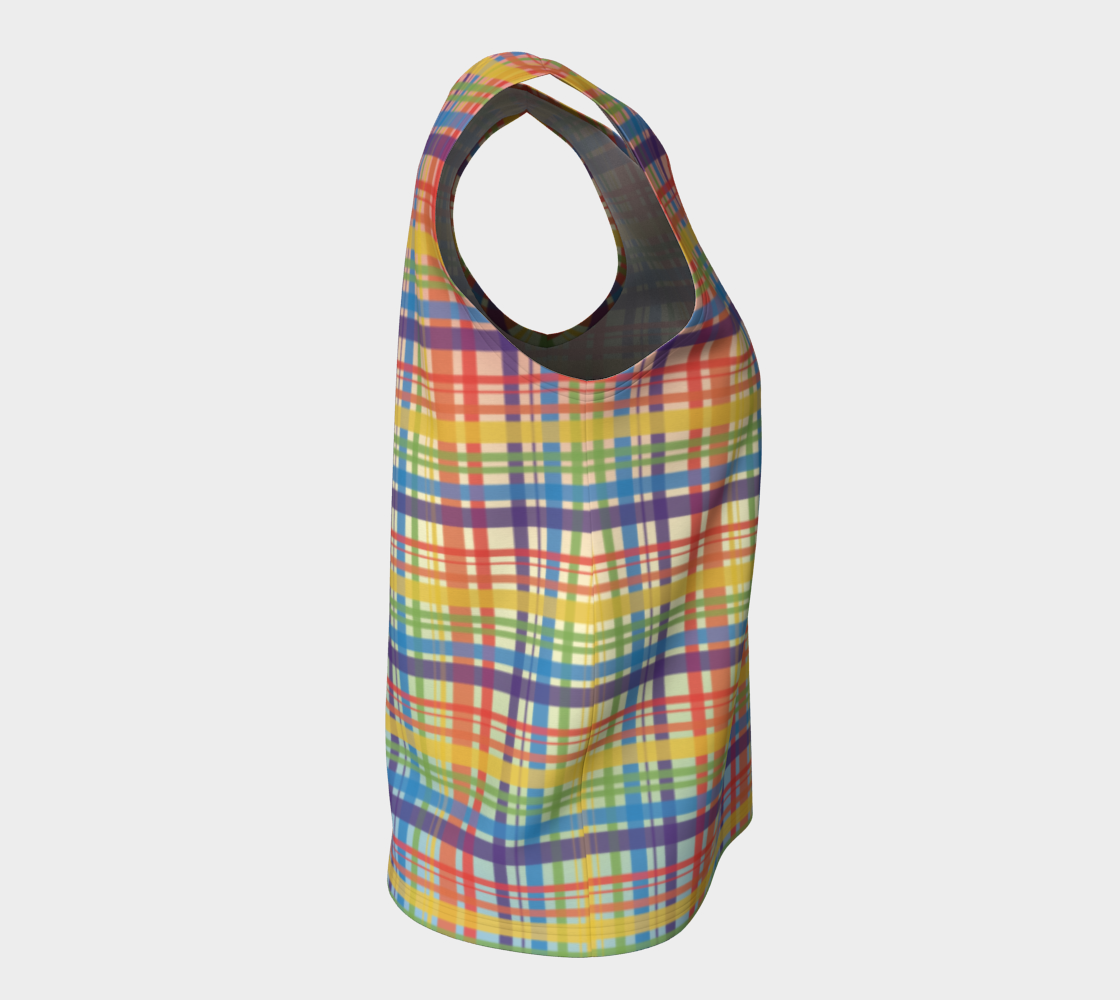 Muted Rainbow Plaid Gradient Loose Tank