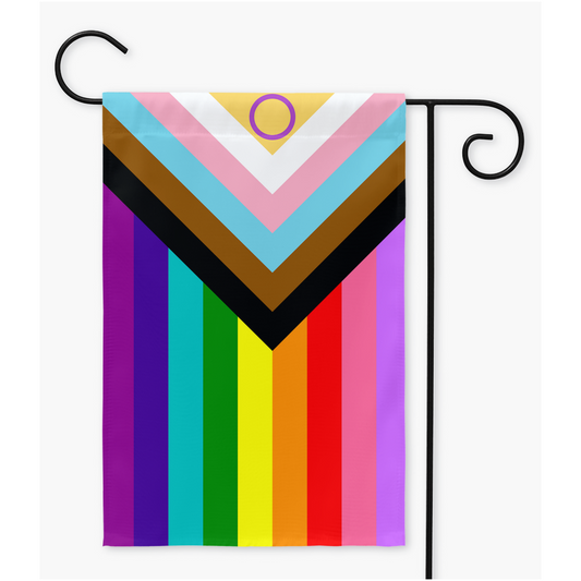 Intersex Inclusive Gilbert Baker Rainbow Pride Yard and Garden Flags | Single Or Double-Sided | 2 Sizes | LGBTQIA2S
