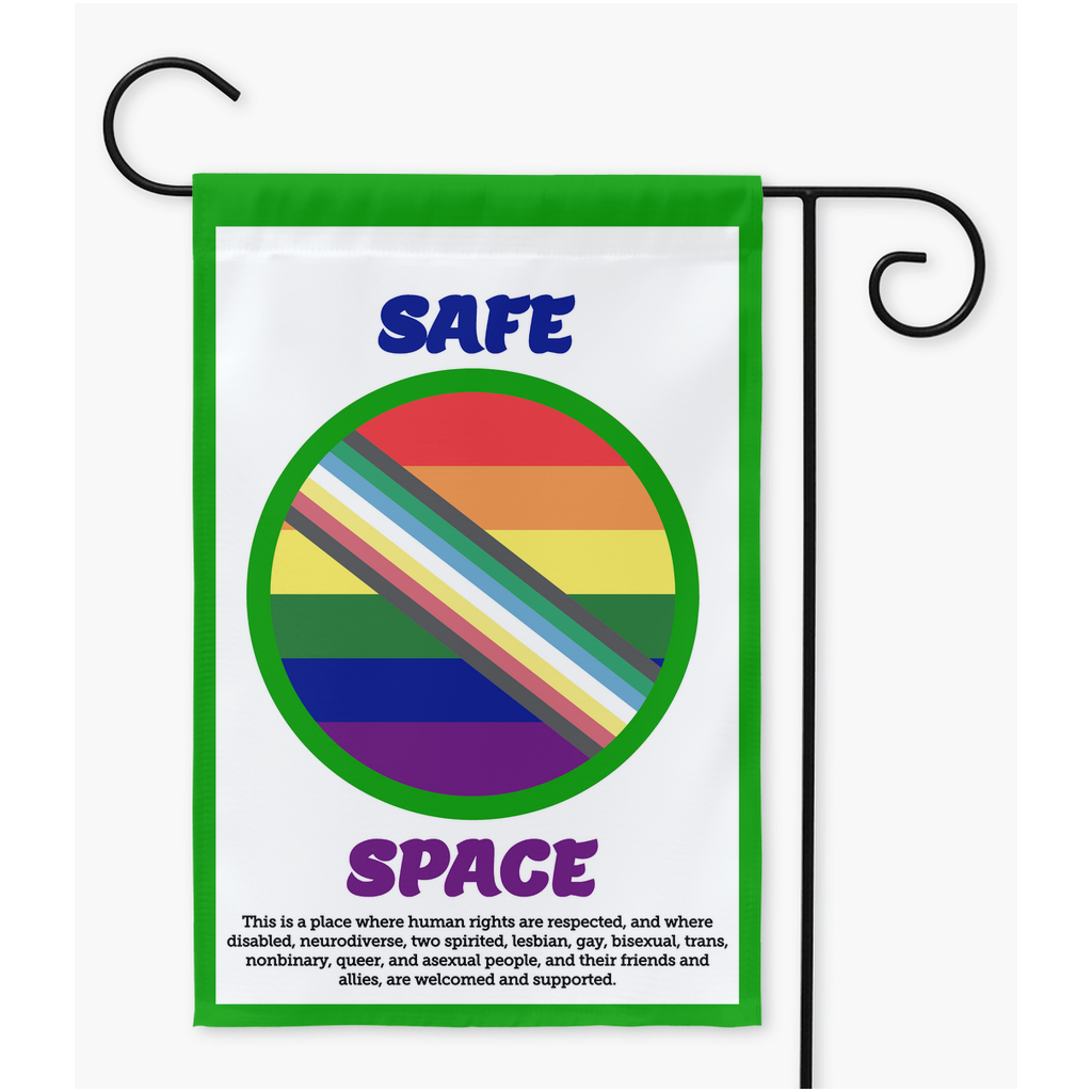 Safe Space  - Disability, Neurodiversity, and LGBTQ Yard & Garden Flags | Single Or Double-Sided | 2 Sizes