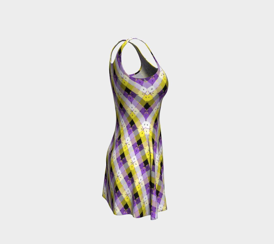 Nonbinary Bright Argyle Flare Dress