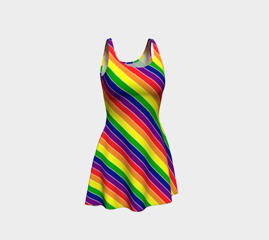 Rainbow Candycane Striped Flare Dress