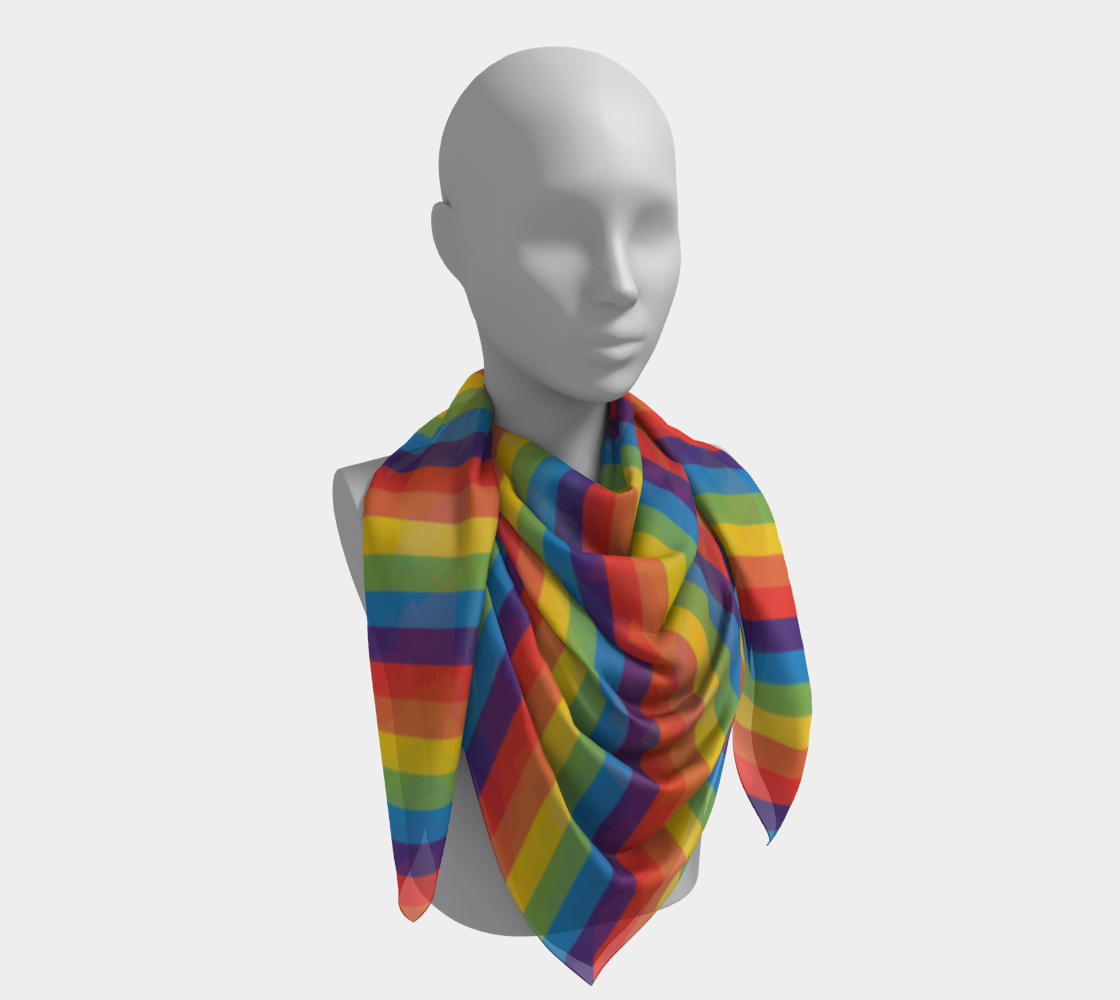 Muted Rainbow Striped Square Scarf