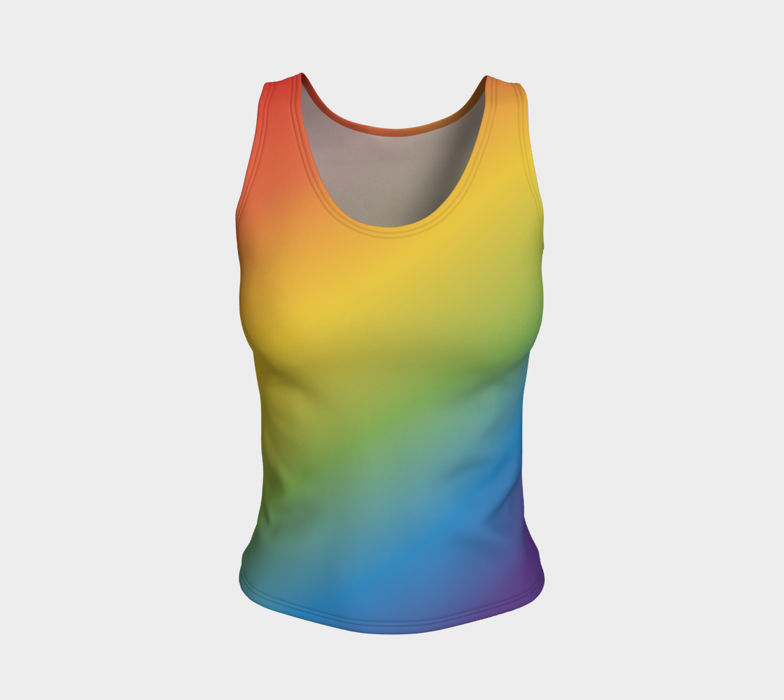 Muted Rainbow Gradient Fitted Tank (Long)
