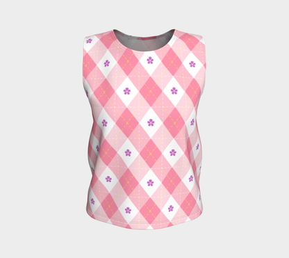 Sapphic Floral Argyle Loose Tank (Long)