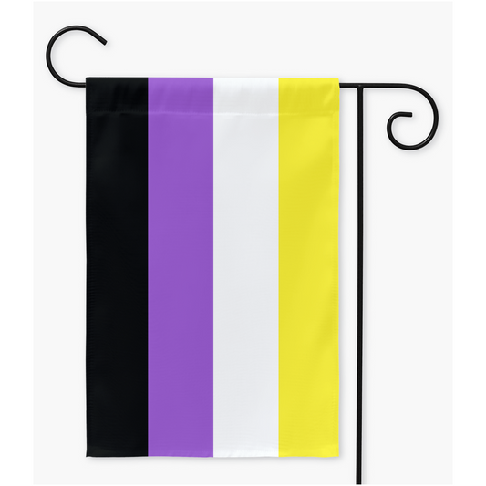 Banderas de jardín y patio del orgullo no binario | Una o dos caras | 2 tamaños