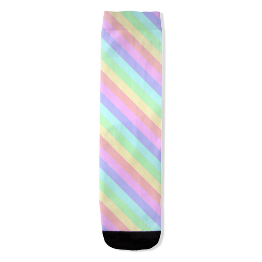 Pastel Rainbow Striped All-Over Print Socks