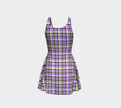 Nonbinary Gingham Flare Dress