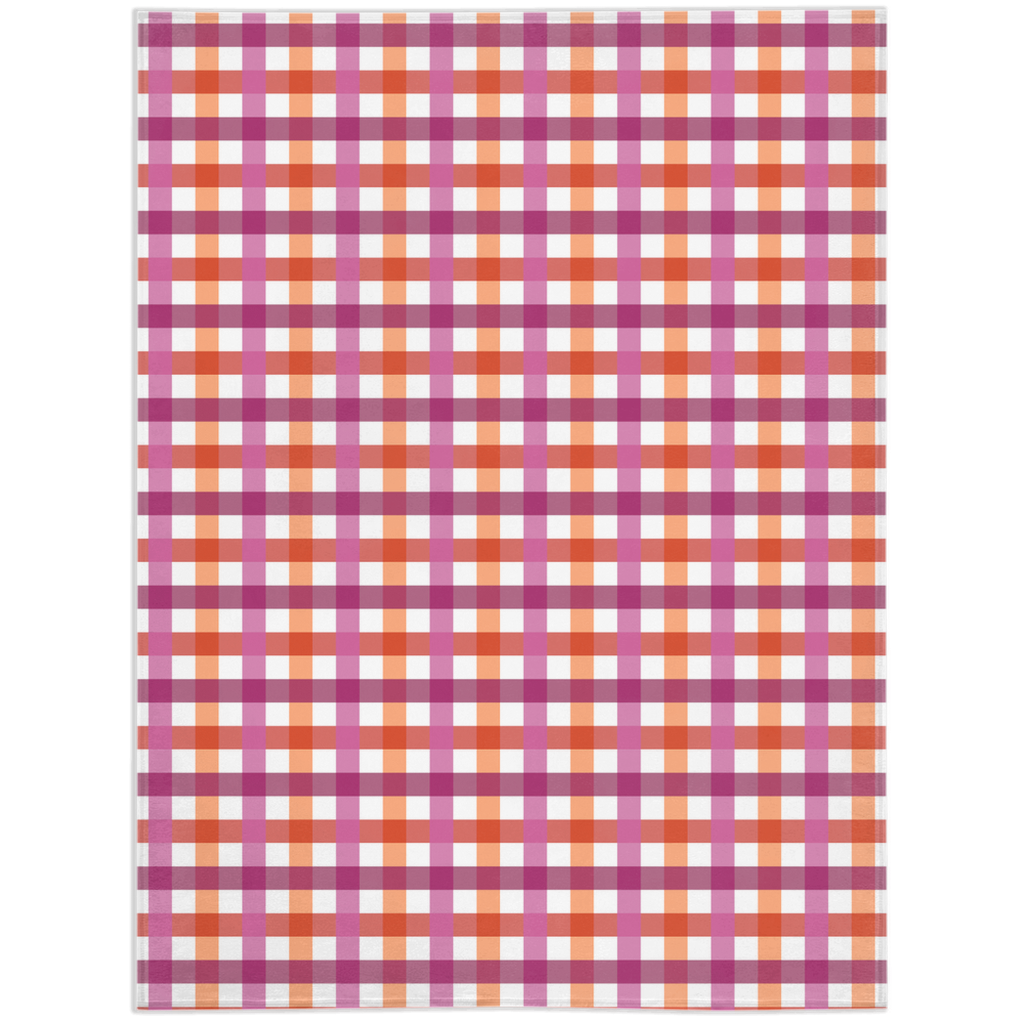 Lesbian - V1 Gingham Plaid Pride Minky Blankets