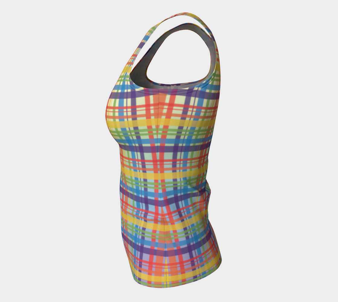 Muted Rainbow Plaid Gradient Fitted Tank (Long)