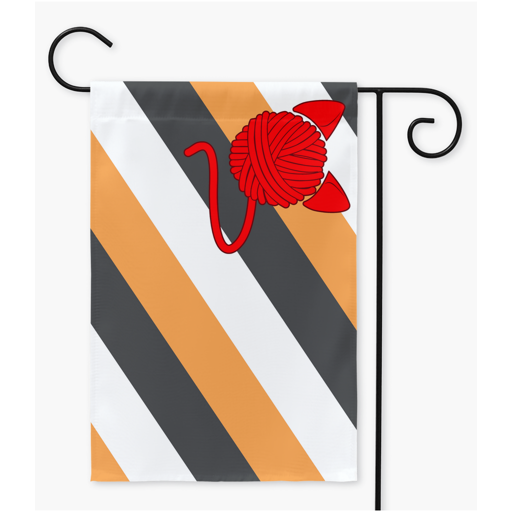 Kitty Play - V1 - Original Orange Yard and Garden Flags | Single Or Double-Sided | 2 Sizes
