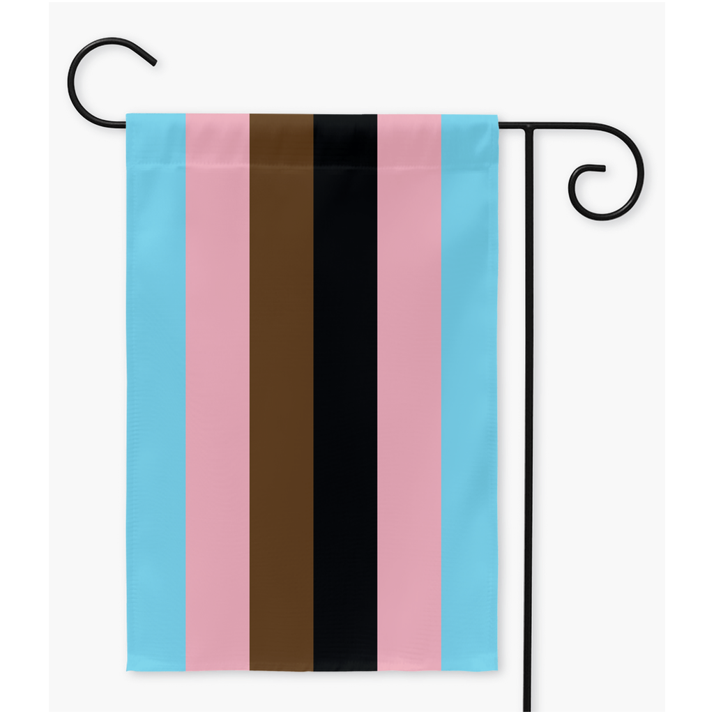 Transgenre POC - V2 Pride Yard et drapeaux de jardin | Simple ou double face | 2 tailles | Identité et expression de genre