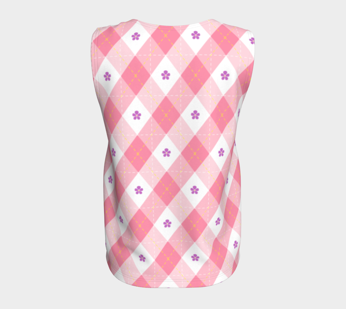 Sapphic Floral Argyle Loose Tank (Long)