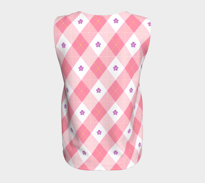 Sapphic Floral Argyle Loose Tank