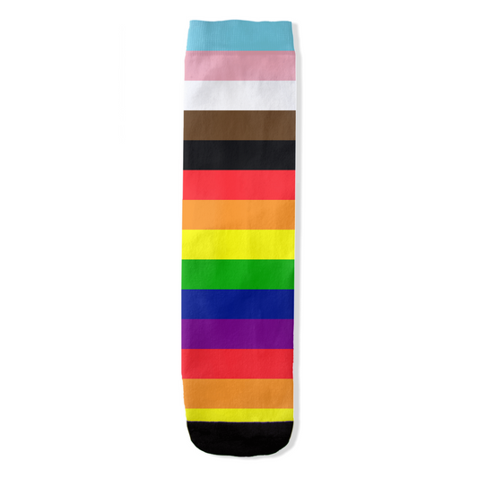 Inclusive Rainbow Pride Horizontal  Striped All-Over Print Socks