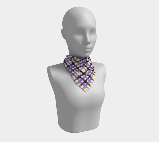 Nonbinary Gingham Plaid  Square Scarf