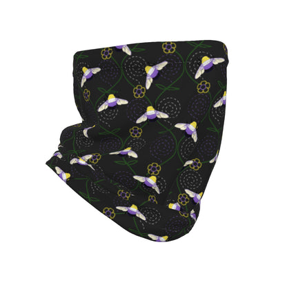 Bumblebee and Vine Trellis Patterned All-Over Print Knitted Fleece Neck Cover