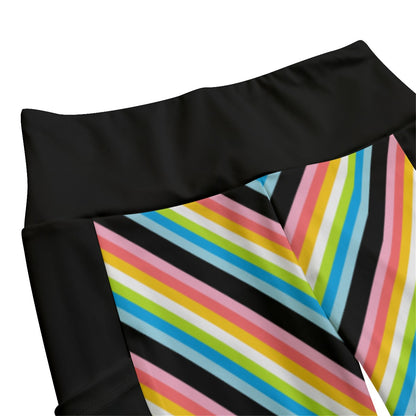 Pride Striped High Waist Leggings With Side Pockets | Choose Your Colourway