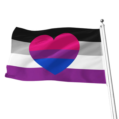 Bandera biromántica asexual con estampado integral | 5 tamaños