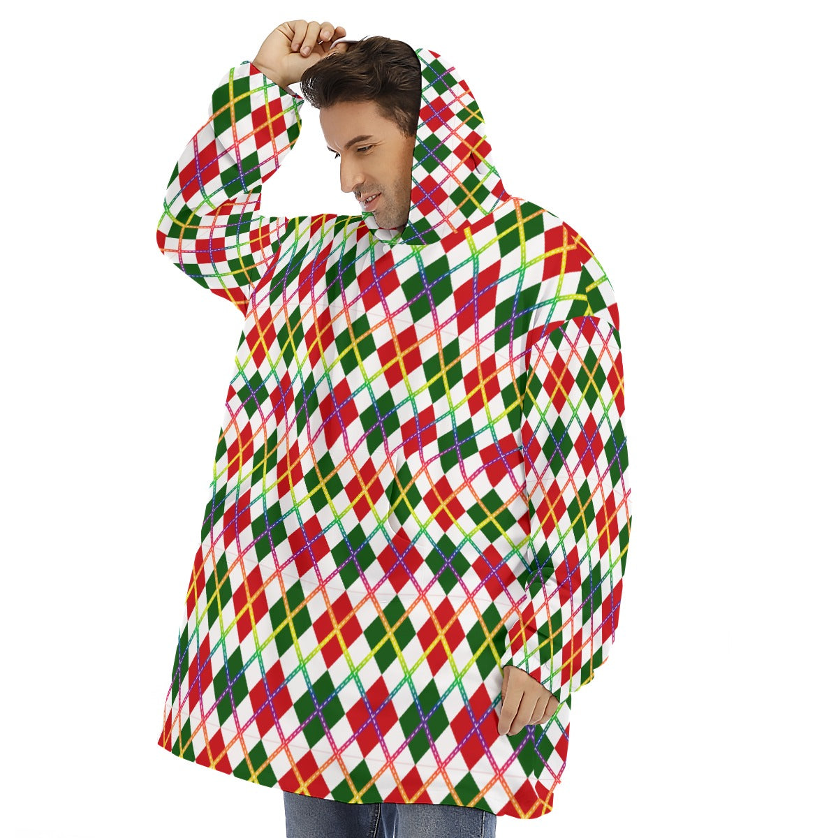 Manta con capucha de forro polar Sherpa unisex a cuadros Pride | Elige tu patrón y combinación de colores