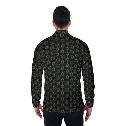 Chemise à manches longues extensible dans 4 directions à motif de toile d'araignée géométrique avec col | Coupe décontractée | Choisissez votre coloris