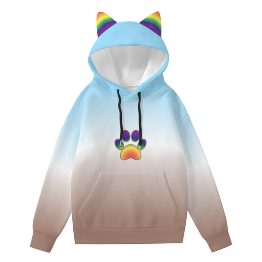 Furry LGBTQ Pride Sudadera con capucha y orejas degradadas