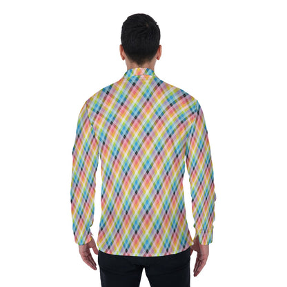 Pride Plaid or Argyle 4-Way Stretch Long Sleeve Shirt with Collar | Relaxed Fit | Choose Your Pattern and Colourway