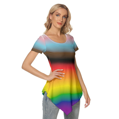 Pride Gradient Asymmetrical Hem Short Sleeve T-shirt | Choose Your Colourway