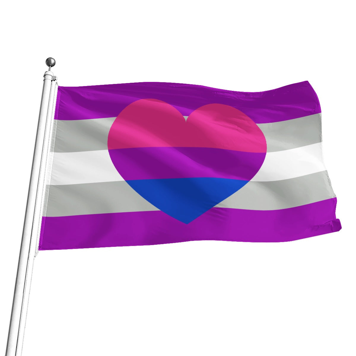 Drapeau biromantique grissexuel imprimé intégral | 5 tailles