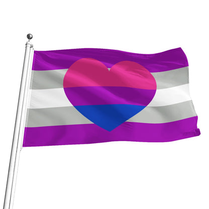 Drapeau biromantique grissexuel imprimé intégral | 5 tailles