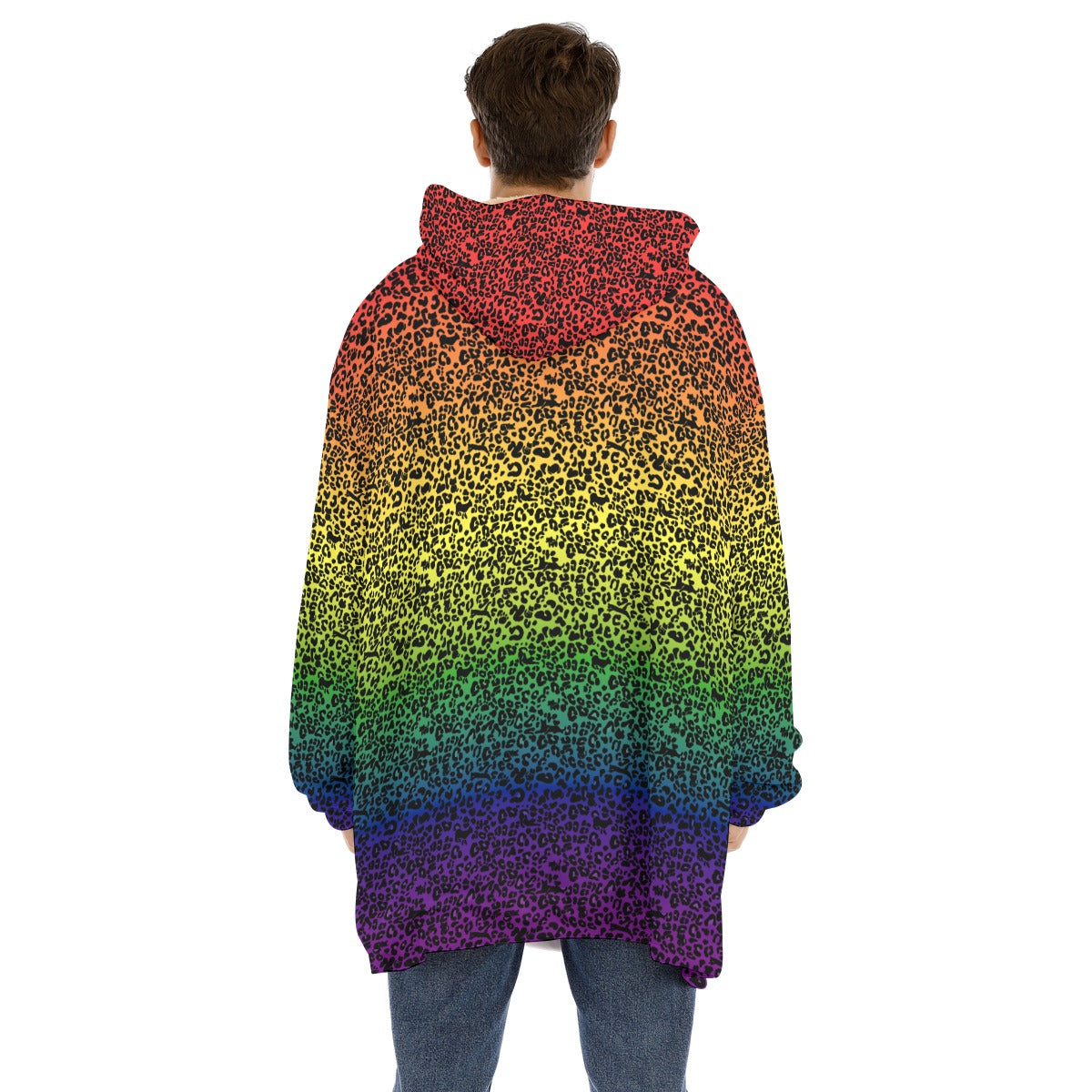 Leopard Print Unisex Sherpa Fleece Hoodie Blanket | Choose Your Colourway