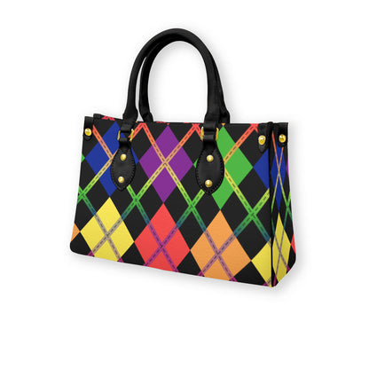 Plaid Zippered Tote Bag with Black Handles and Zippered Pockets | Choose Your Colourway