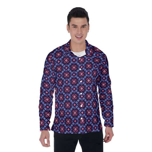 Circle Trellis Pattern 4-Way Stretch Long Sleeve Shirt with Collar | Relaxed Fit | Choose Your Colourway