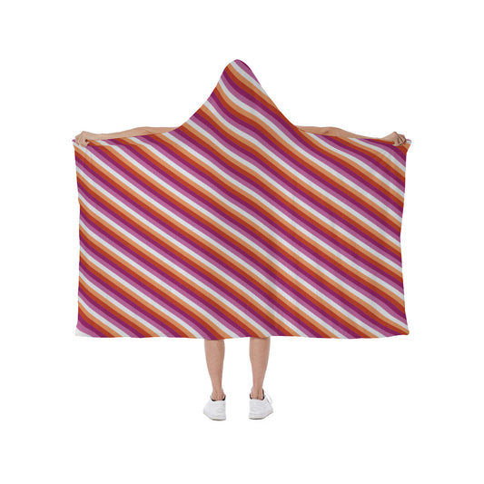 Striped Hooded blanket With Soft Fleece Lining | Single-Sided Print | Choose Your Colourway