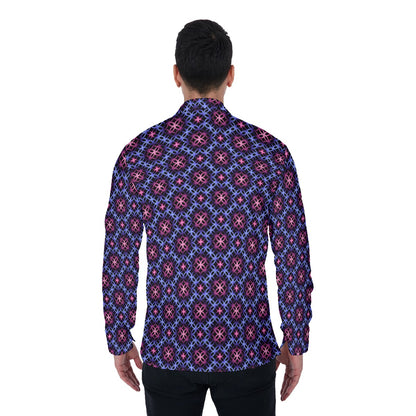 Circle Trellis Pattern 4-Way Stretch Long Sleeve Shirt with Collar | Relaxed Fit | Choose Your Colourway