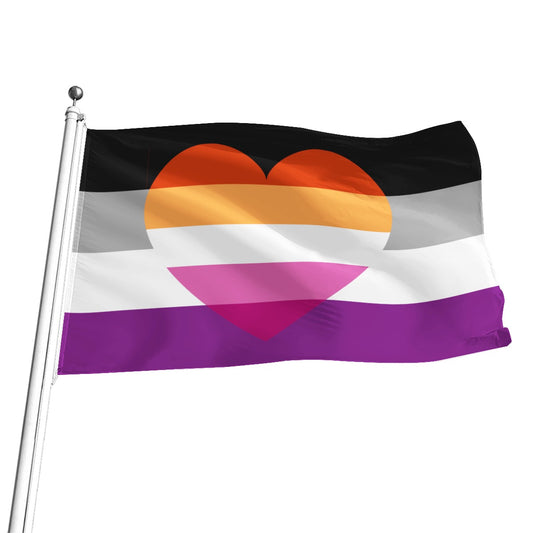 Bandera con estampado integral de lesbianas asexuales | 5 tamaños