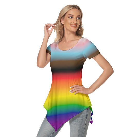 Pride Gradient Asymmetrical Hem Short Sleeve T-shirt | Choose Your Colourway